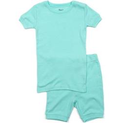 Leveret Kid's Short Sleeve Classic Solid Color Pajamas - Aqua (32238303510602)