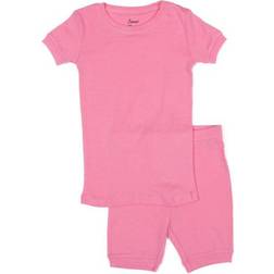 Leveret Kid's Short Sleeve Classic Solid Color Pajamas - Light Pink (32177957732426)