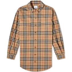 Burberry Kids' Etienne Patchwork Panel Button-Up Shirt Archive Ip Chk 8Y Archive Ip Chk 8Y
