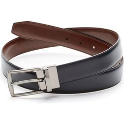 Perry Ellis Men's Reversible Feather Stitch-Edge Belt - Black/Brown