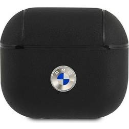 BMW Case BMA3SSLBK Apple AirPods 3 cover black/black Geniune Leather Silver Logo