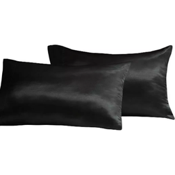 Madison Park Essentials Satin Pillow Case Black (101.6x50.8)