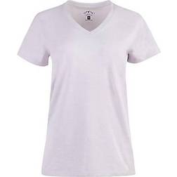 Blue Mountain Women's Short Sleeve V-Neck T-shirt - Lavender Blue Heather