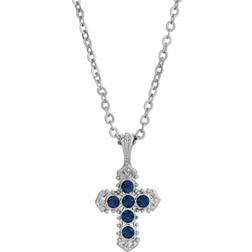 Symbols of Faith Cross Necklace - Silver/Blue
