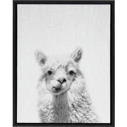 Kate and Laurel Sylvie "Alpaca Portrait" by Tai Prints Framed Canvas Wall Art, Black Framed Art