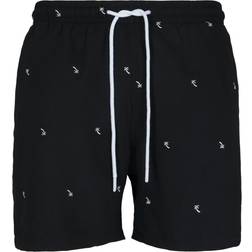 Urban Classics Embroidery Swim Shorts - Black/Palmtree