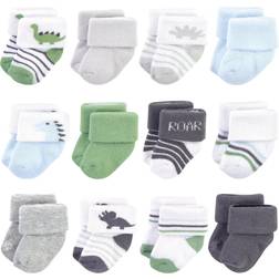 Hudson Baby Cotton Rich Newborn & Terry Socks 12-pack - Boy Dino (10753997)