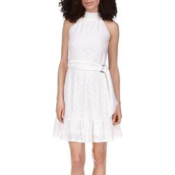 Michael Kors Mock Neck Eyelet Dress - White