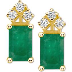 Macy's Crown Stud Earrings - Gold/Ruby/Diamonds