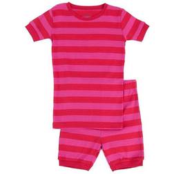 Leveret Stripes Short Pajama Set - Red/Pink