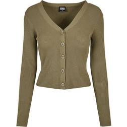 Urban Classics Ladies Short Rib Knit Cardigan - Khaki