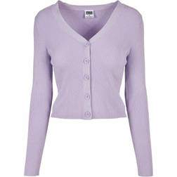 Urban Classics Ladies Short Rib Knit Cardigan - Lilac