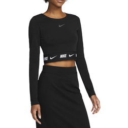 Nike Women's Sportswear Long-Sleeved Short Shirt - Black/Dark Smoke Grey