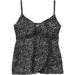 Plus Women's Bra-Size Wrap Tankini Top by Swim 365 in Leopard Print (Size DDD)
