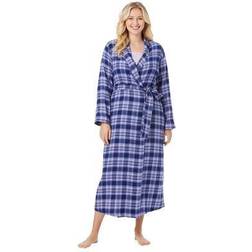 Plus Women's Long Flannel Robe by Dreams & Co. in Evening Plaid (Size 2X)
