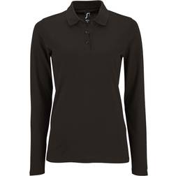 Sols Women's Perfect Long Sleeve Pique Polo Shirt - Black