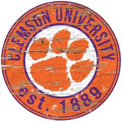 Clemson Tigers Distressed Round Sign Board