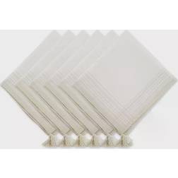Design Imports Stripe with Tassel Cloth Napkin White (50.8x50.8)