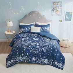 Intelligent Design Stella Celestial 4 Piece Full Queen Duvet Set in Navy Duvet Blue