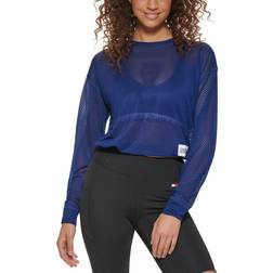 Tommy Hilfiger Mesh Bungee-Hem Top - Deep Blue