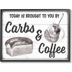 Stupell Industries Carbs and Coffee Kitchen Humor Rustic Word Design by The Saturday Evening Post Framed Art 14x11"