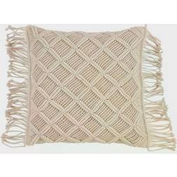 Saro Lifestyle Macrame Complete Decoration Pillows Beige (45.72x45.72cm)