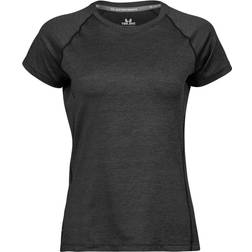 Tee jays Women's Cool Dry Short Sleeve T-Shirt - Black Melange