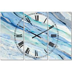 Design Art Blue Silver Spring I Wall Clock 36"