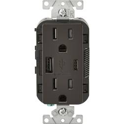 Leviton 3894524 15 amp 125 V Brown Outlet & USB Charger Nema 5-15R