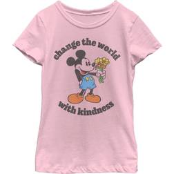 Fifth Sun Mickey With Flowers Change The World With Kindness Graphic Tee