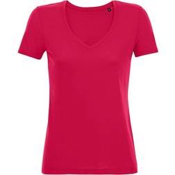 Sols Motion V Neck T-shirt - Dark Pink