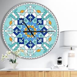 Design Art Gorgeous Blue Morroccan Tile Wall Clock 23"