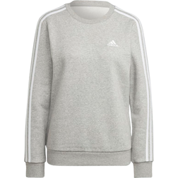 Adidas Essentials 3-Stripes Fleece Sweatshirt - Medium Grey Heather/White