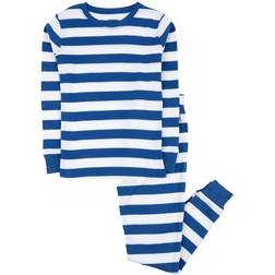 Leveret Kid's Striped Pajama Set 2-piece - Blue/White