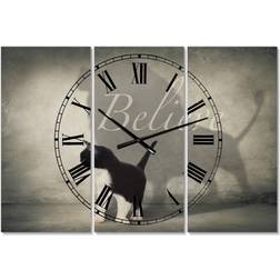 Design Art Believe Shadow 3 Panel Oversized Cottage Wall Clock Wall Clock 36"