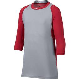 Nike Boy's pro cool -sleeve baseball shirt -Red/Grey