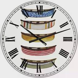 Design Art Five Canoes Large Lake House Wall Clock 38"