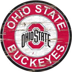 Fan Creations Ohio State Buckeyes Distressed Round Sign Board