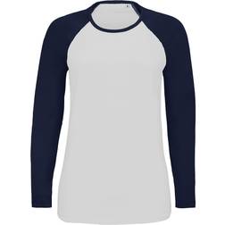 Sol's Milky Contrast Long Sleeve T-shirt - White/French Navy