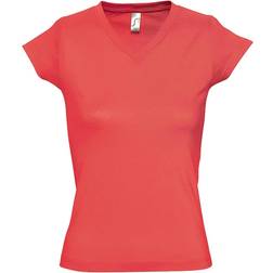 Sols Moon V Neck Short Sleeve T-shirt - Coral