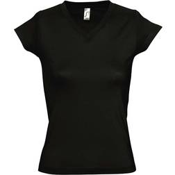 Sols Moon V Neck Short Sleeve T-shirt - Deep Black
