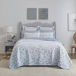 Laura Ashley Flora Quilts Blue (223.52x172.72)