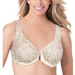 Amoureuse Embroidered Front Close Underwire Bra - Ivory Sparkling Beige