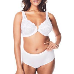 Amoureuse Embroidered Front Close Underwire Bra - White