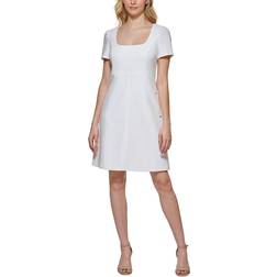 Tommy Hilfiger Women's Square-Neck Fit & Flare Dress - Ivory