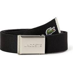 Lacoste Engraved Buckle Woven Fabric Belt - Black