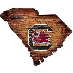 Fan Creations South Carolina Gamecocks Distressed State with Logo Sign Board