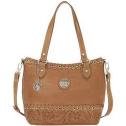 American West 6315849 Harvest Moon Convertible Zip Top Bucket Tote Golden Tan