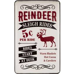 GlitzHome Farmhouse Enameled Iron Reindeer Wall Sign Red Red Storage Box