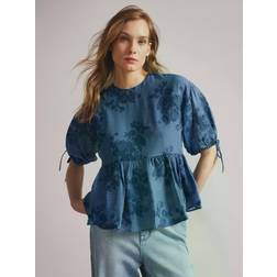 Ted Baker Karni Floral Brocade Puff Sleeve Top